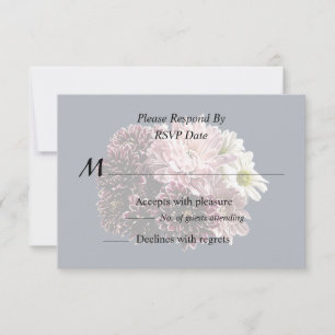 Dark and Light Mums and Daisies RSVP Card