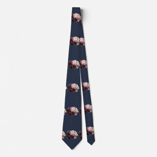 Dark and Light Mums and Daisies Tie (Front)