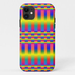 Dark and Light Rainbows (Checkers and Stripes) iPhone 11 Case