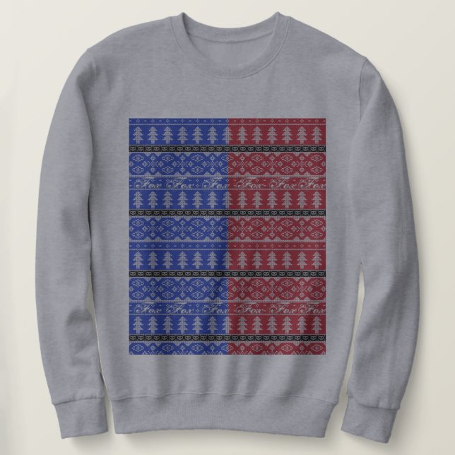 Dark and Light Ugly Christmas Fox Sweater (Design Front)