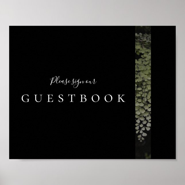 Dark and Moody Ferns Modern Guestbook Sign (Front)