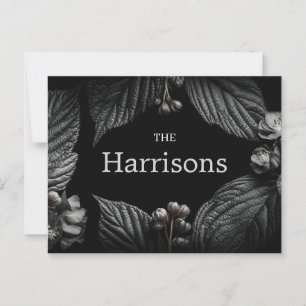 Dark and Moody Floral Frame with Custom Name Postcard