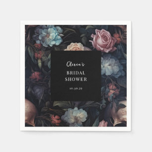 Dark and Moody Floral Gothic Bridal Shower  Napkin