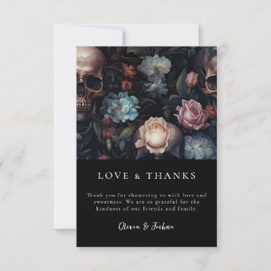 Dark and Moody Floral Gothic Bridal Shower  Thank You Card