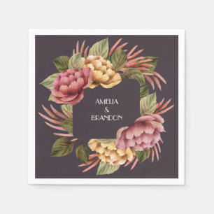 Dark and Moody Floral Napkin