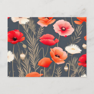 Dark and Moody Floral Poppies Postcard