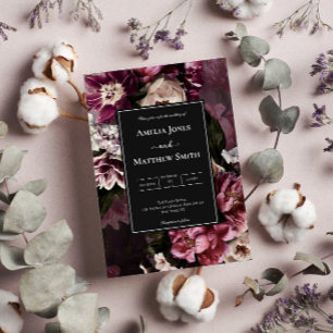 Dark and Moody Floral Wedding Invitation