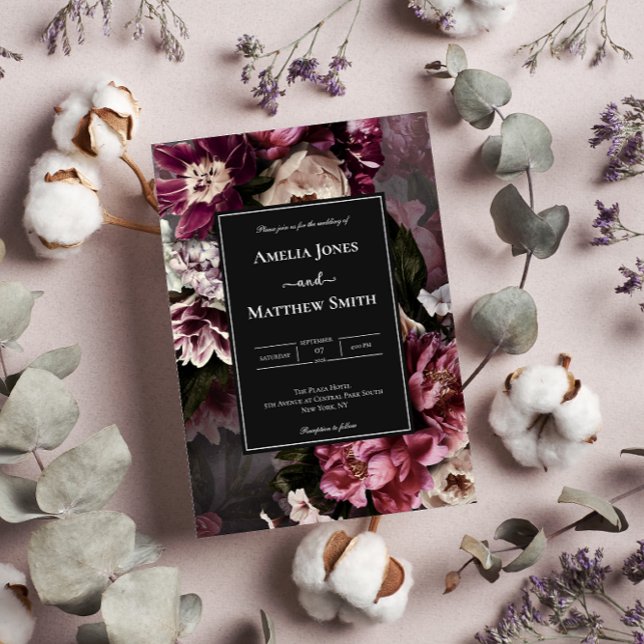 Dark and Moody Floral Wedding Invitation (Creator Uploaded)
