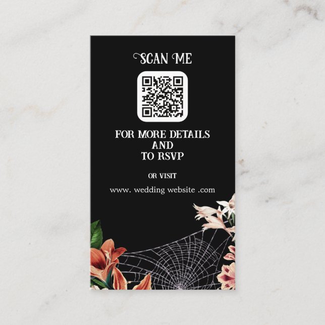 Dark and Moody Goth Wedding Enclosure Card QR Code (Front)