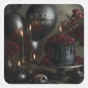 Dark and Moody Gothic Birthday Still Life Square Sticker