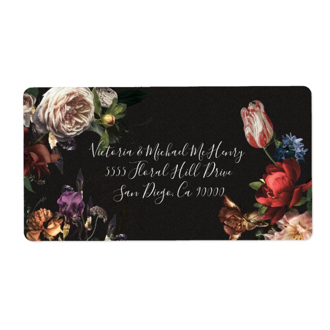 Dark and Moody Rembrandt Floral address labels (Front)