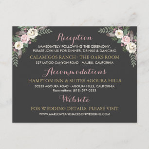 Dark and Moody Rose Pink Floral Boho Wedding Enclosure Card