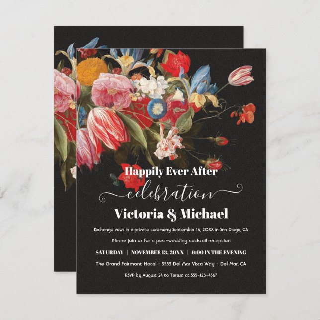 Dark and Moody Still Life Floral Post wedding RSVP Card (Front/Back)