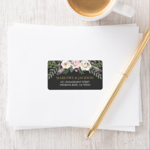 Dark and Moody Vintage Floral Boho Return Address Label