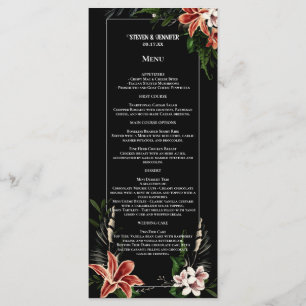 Dark and Moody Wedding Menu Botanical Vintage Goth