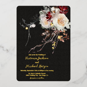 Dark and Moody Winter Floral Foi Wedding