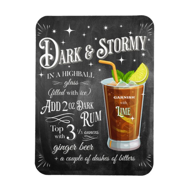 Dark and Stormy Chalkboard Recipe Magnet (Vertical)