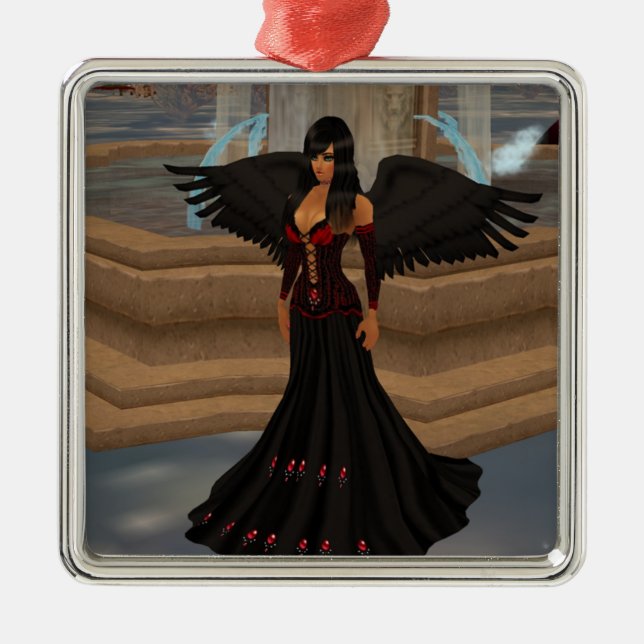 Dark Angel Love Square Ornament (Front)
