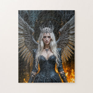 Dark Angel Queen in Candlelit Hall Jigsaw Puzzle