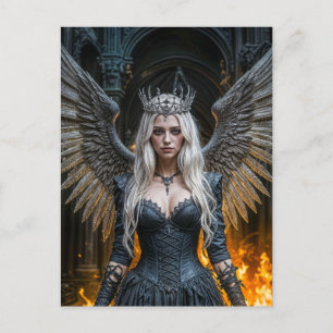 Dark Angel Queen in Candlelit Hall Postcard