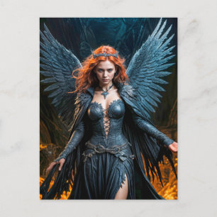 Dark Angel Queen in Candlelit Hall Postcard