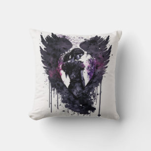Dark Angel Valentine With Inky Dark Wings Cushion