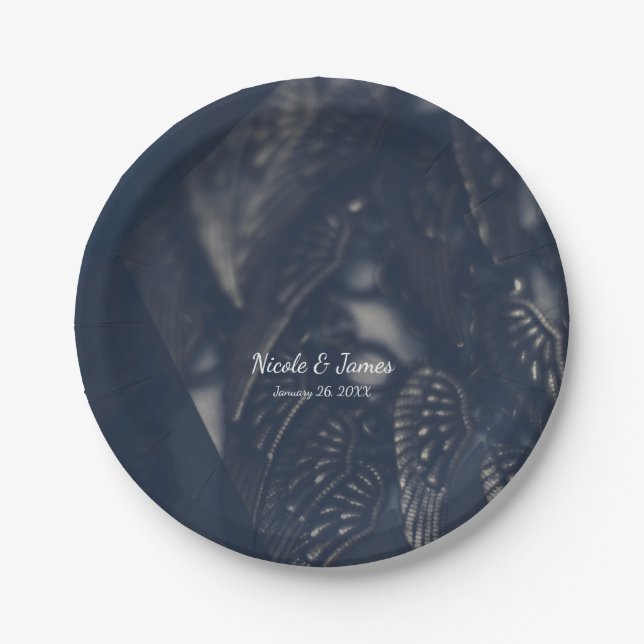 Dark Angel Wings Gothic Glam Chic Party Paper Plate (Front)
