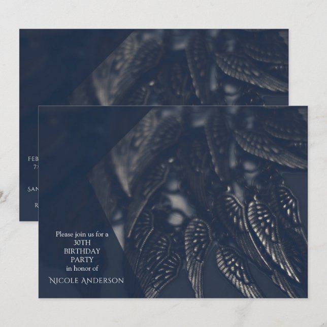 Dark Angel Wings Gothic Glam Party Invitations (Front/Back)
