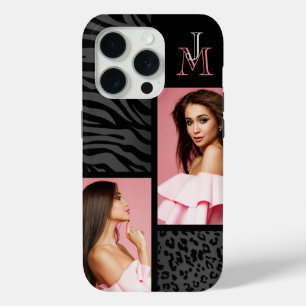 Dark Animal Print - Custom Photos & Monogram iPhone 15 Pro Case