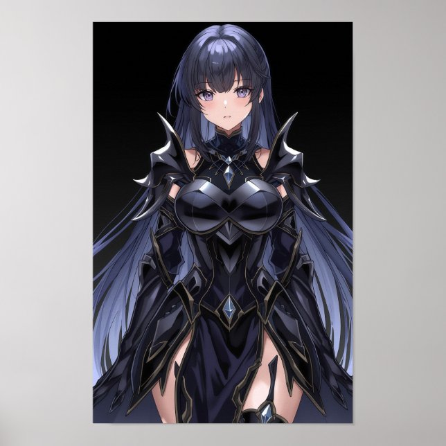 Dark Anime Enchantress in Black Armor Poster (Front)