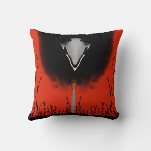 Dark Anime Fantasy Crow and Demon Art Cushion