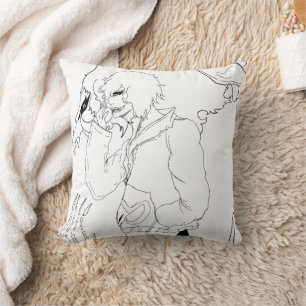 Dark Anime Fantasy Crow and Demon Art Cushion