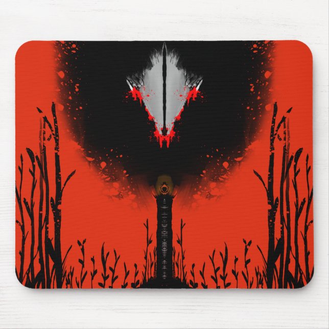 Dark Anime Fantasy Crow and Demon Art Mouse Pad (Front)