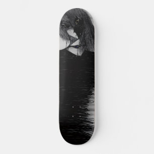 Dark Anime Fantasy Crow and Demon Art Skateboard