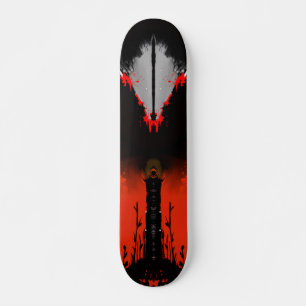 Dark Anime Fantasy Crow and Demon Art Skateboard