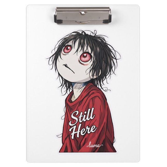 Dark Anime  "Still Here" Aesthetic Gothic Illustra Clipboard (Front)