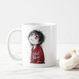Dark Anime  "Still Here" Aesthetic Gothic Illustra Coffee Mug