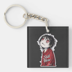 Dark Anime "Still Here" Aesthetic Gothic Illustra Key Ring