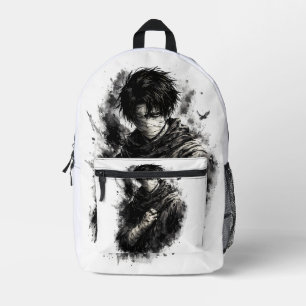 Dark Anime Warrior Bandaged Ninja Grunge Art Printed Backpack