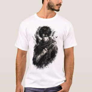 Dark Anime Warrior Bandaged Ninja Grunge Art T-Shirt
