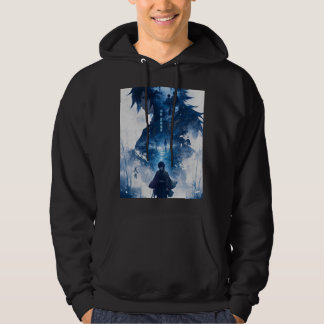 Dark Anime Watercolor Hoodie – Lone Warrior Forest