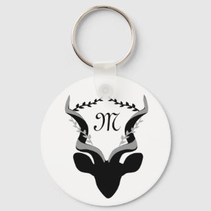 Dark Antelope Silhouette w Customised Monogram Key Ring