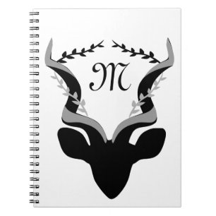Dark Antelope Silhouette w Customised Monogram Notebook