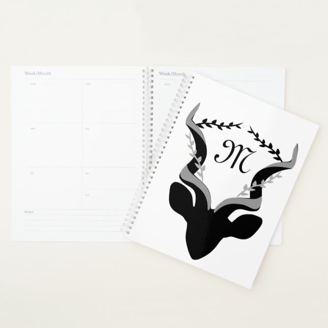 Dark Antelope Silhouette w Customised Monogram Planner (Display)
