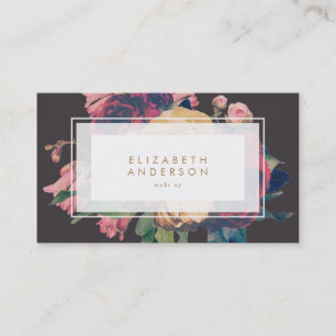 Dark Antique Flowers Roses Business Card