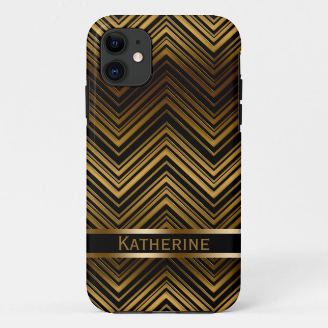Dark Antique Gold Chevron Pattern Case-Mate iPhone Case (Back)