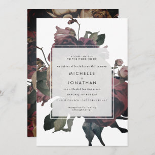 Dark Antique Vintage Roses Wedding Invitation