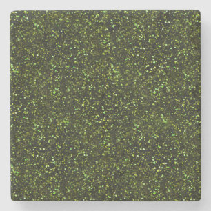 Dark Apple Green Glitter Stone Coaster