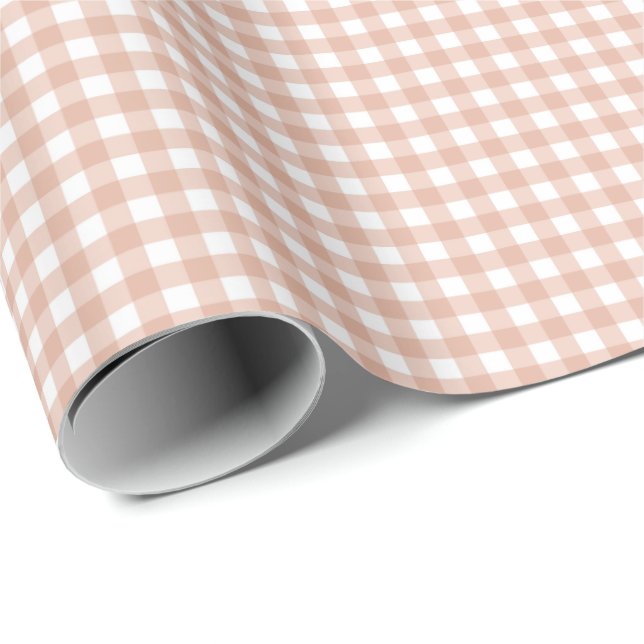 Dark Apricot Orange Simple Plaid Wrapping Paper (Roll Corner)