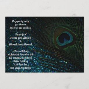 Dark Aqua Peacock Wedding Invitation